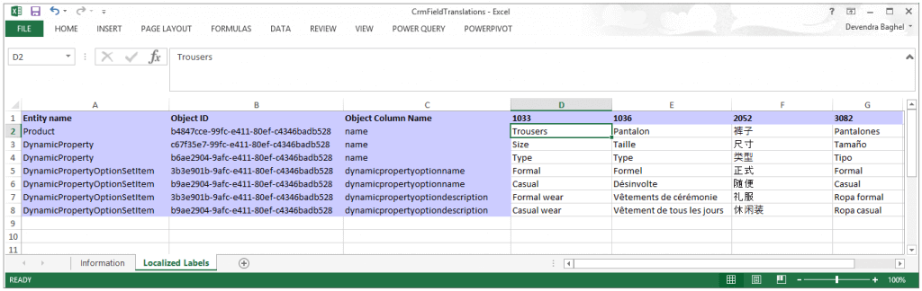 CRM Field Translation