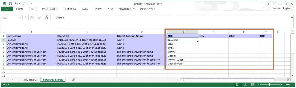 CRM Field Translation